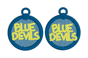 BLUE DEVILS FSL Earrings - In the Hoop Freestanding Lace Earrings