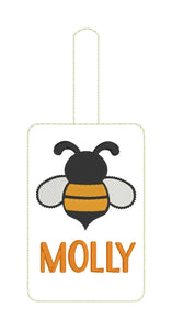 Bee Double Sided Luggage Tag Design for 5x7 Hoops