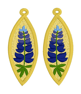 Boucles d’oreilles Bluebonnet Wedge FSL - Boucles d’oreilles en dentelle autoportantes In the Hoop