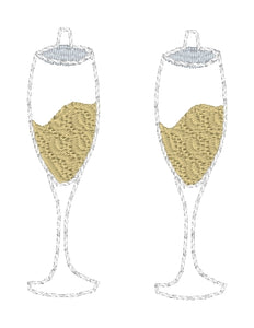 Wine Glasses and Champagne Flutes Earrings for Clear Vinyl