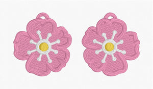 Cherry Blossom FSL Earrings - In the Hoop Freestanding Lace Earrings