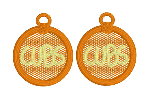 CUBS FSL Earrings - In the Hoop Freestanding Lace Earrings