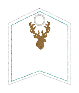 Deer Head Hunting Flag Tag - Personalizable Tag