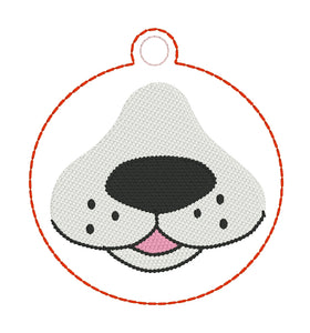 Dog Face Christmas Ornament for 4x4 hoops