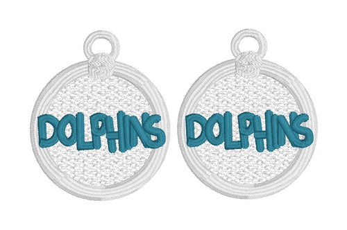 Dolphins FSL Earrings - In the Hoop Freestanding Lace Earrings