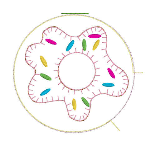 Conjunto de diseño de hojaldre esponjoso con apliques de donut: diseño de bordado en el aro