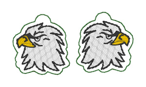 Eagle Head Earrings embroidery design for Vinyl and Leather
