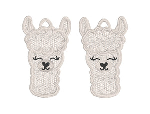 Alpaca FSL Earrings - In the Hoop Freestanding Lace Earrings