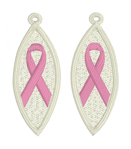 Awareness Ribbon Wedge FSL Earrings - In the Hoop Freestanding Lace Earrings