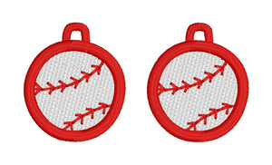 Baseball FSL Earrings - Freestanding Lace Earring Design - In the Hoop Embroidery Project