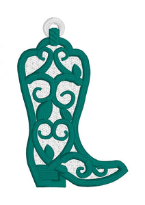 Boot Scooting Freestanding Lace Ornament or Bookmark for 4x4 hoops