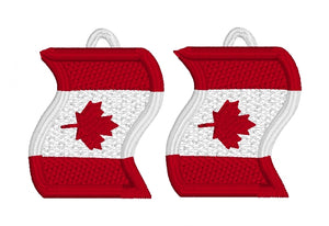 Canada Wavy Flag FSL Earrings - In the Hoop Freestanding Lace Earrings