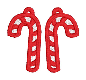 Candy Cane FSL Earrings - In the Hoop Freestanding Lace Earrings