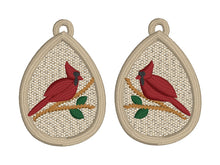 Cardinal Teardrop FSL Earrings - In the Hoop Freestanding Lace Earrings