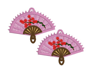 Cherry Blossom Fan FSL Earrings - In the Hoop Freestanding Lace Earrings
