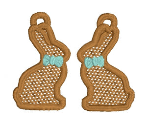 Chocolate Bunny FSL Earrings - In the Hoop Freestanding Lace Earrings