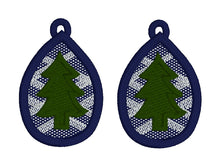 Pendientes FSL Teardrop de árbol de Navidad - Pendientes de encaje independientes en el aro