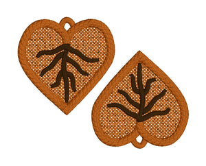 Cottonwood Leaf FSL Earrings - In the Hoop Freestanding Lace Earrings