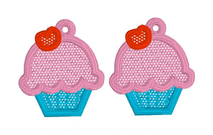 Cupcake FSL Earrings-In the Hoop Freestanding Lace Earrings