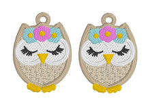 Boucles d’oreilles Cute Owl FSL - Boucles d’oreilles en dentelle autoportantes In the Hoop