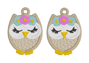 Cute Owl FSL Earrings - In the Hoop Freestanding Lace Earrings