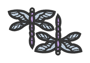 Boucles d’oreilles Dragonfly FSL - Boucles d’oreilles en dentelle autoportantes In the Hoop