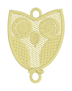Elegant Owl FSL Earrings - Freestanding Lace Earring and Pendant Design - In the Hoop Embroidery Project