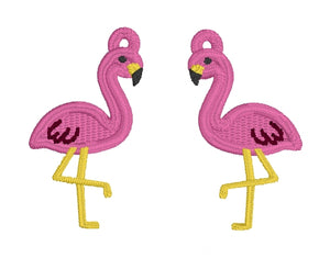Flamingo FSL Earrings - In the Hoop Freestanding Lace Earrings