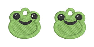 Boucles d’oreilles Froggy Face FSL - Boucles d’oreilles en dentelle autoportantes In the Hoop