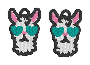 Llama with Sunglasses FSL Earrings - In the Hoop Freestanding Lace Earrings