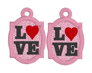 FSL Love Stamp Earrings-  In the Hoop Freestanding Lace Earrings
