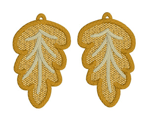 Oak Leaf FSL Earrings - In the Hoop Freestanding Lace Earrings