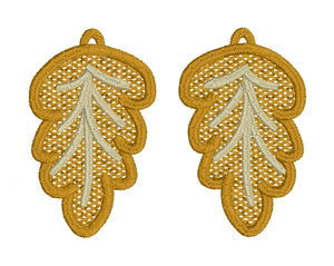 Oak Leaf FSL Earrings - In the Hoop Freestanding Lace Earrings