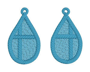 Offset Cross FSL Earrings - In the Hoop Freestanding Lace Earrings