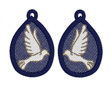 Peace Dove Teardrop FSL Earrings - In the Hoop Freestanding Lace Earrings