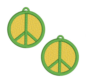 Peace Sign FSL Earrings - In the Hoop Freestanding Lace Earrings