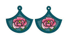 Peonies Chandelier FSL Earrings - In the Hoop Freestanding Lace Earrings