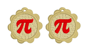 Pi Day Pie Shaped FSL Earrings - In the Hoop Freestanding Lace Earrings for Machine Embroidery