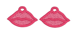 Pucker Up Lips Kiss Earrings-  In the Hoop Freestanding Lace Earrings