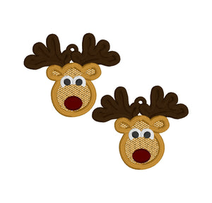 Reindeer FSL Earrings - In the Hoop Freestanding Lace Earrings