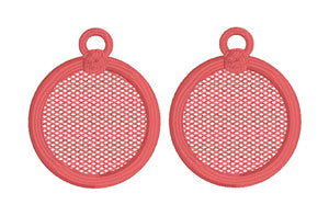 Round Monogram Blank FSL Earrings - In the Hoop Freestanding Lace Earrings