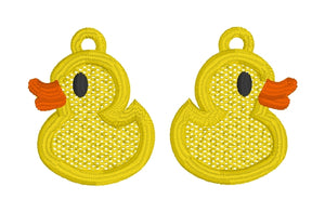 Rubber Ducky FSL Earrings - In the Hoop Freestanding Lace Earrings