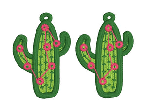 Saguaro Cactus FSL Earrings - In the Hoop Freestanding Lace Earrings