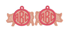 Monogram Show Pig FSL Earrings - In the Hoop Freestanding Lace Earrings Design for Machine Embroidery