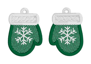 Pendientes FSL Snowflake Mittens - Pendientes de encaje independientes en el aro