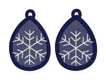 Snowflake Teardrop FSL Earrings - In the Hoop Freestanding Lace Earrings