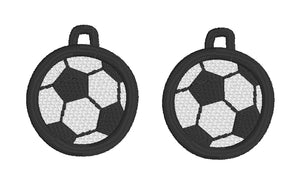Soccer Ball FSL Earrings - Freestanding Lace Earring Design - In the Hoop Embroidery Project