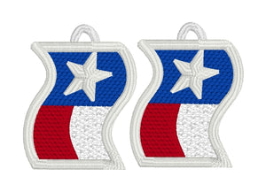 Texas Wavy Flag FSL Earrings - In the Hoop Freestanding Lace Earrings