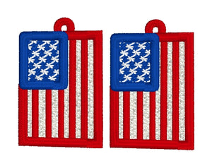 Tiny American Flag FSL Earrings - In the Hoop Freestanding Lace Earrings
