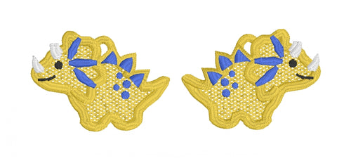 Boucles d’oreilles Triceratops FSL - Boucles d’oreilles en dentelle autoportantes In the Hoop